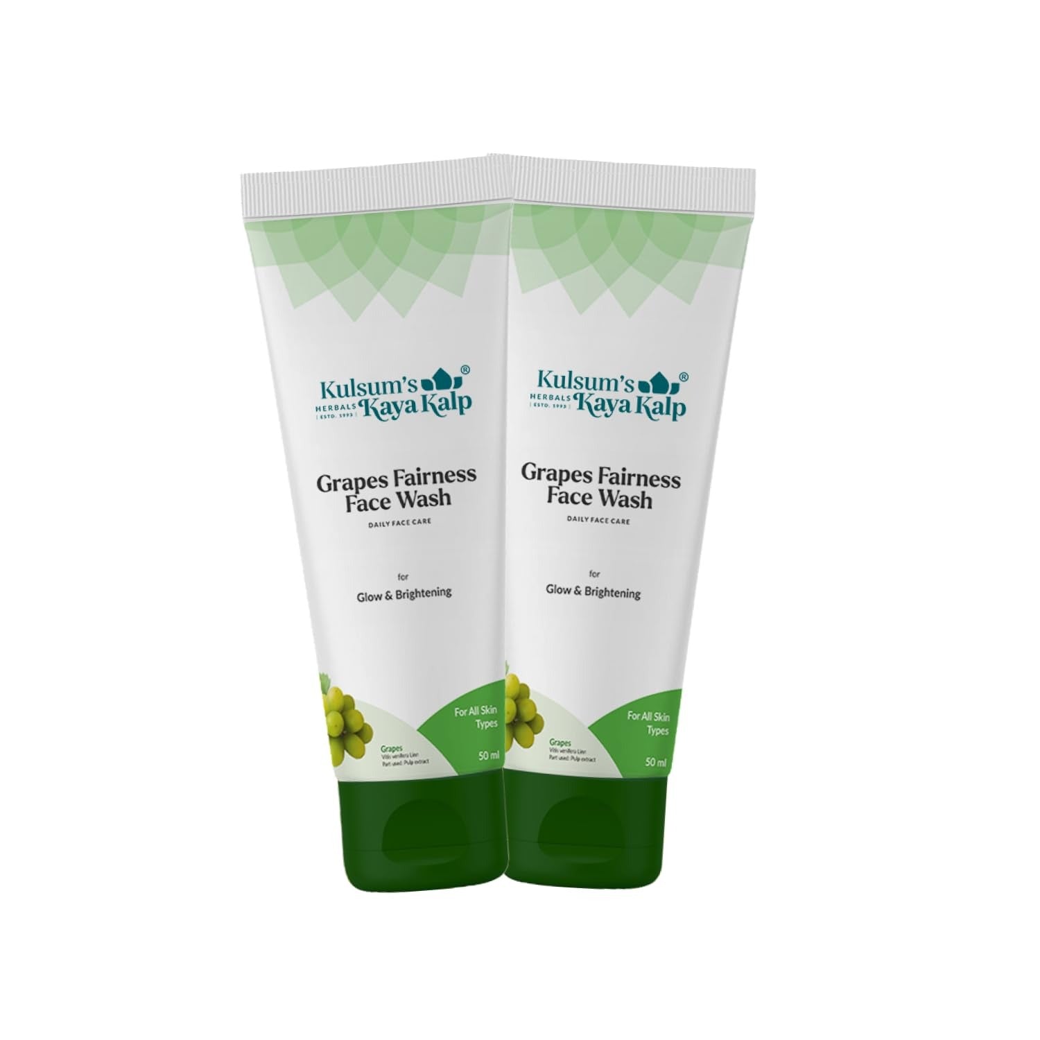 Kulsum's Kaya Kalp Herbals Grapes Fairness Face Wash - 100 ml (Pack of 2)