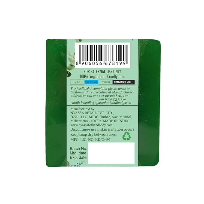 Nyassa Eucalyptus and Spearmint Handmade Natural Bathing Soap - 150 Gms