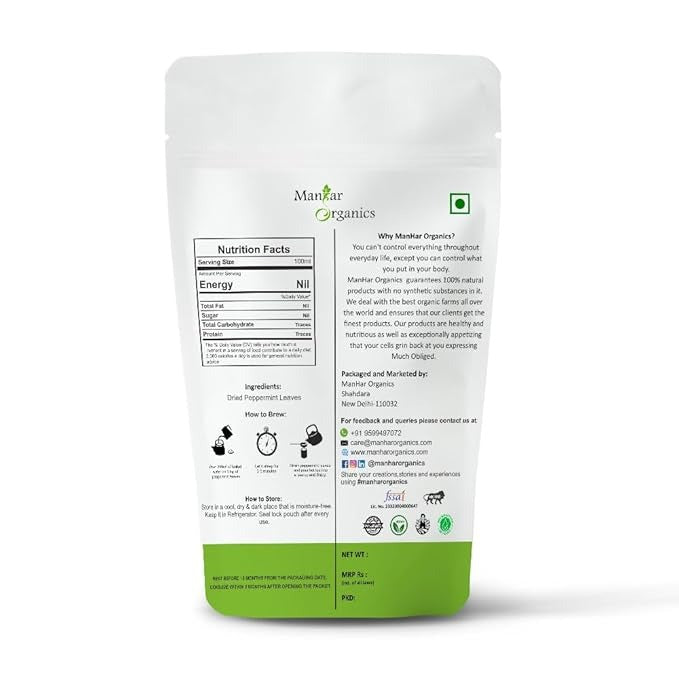 ManHar Organics Natural And Pure Dried Herbal Peppermint Leaves Tea