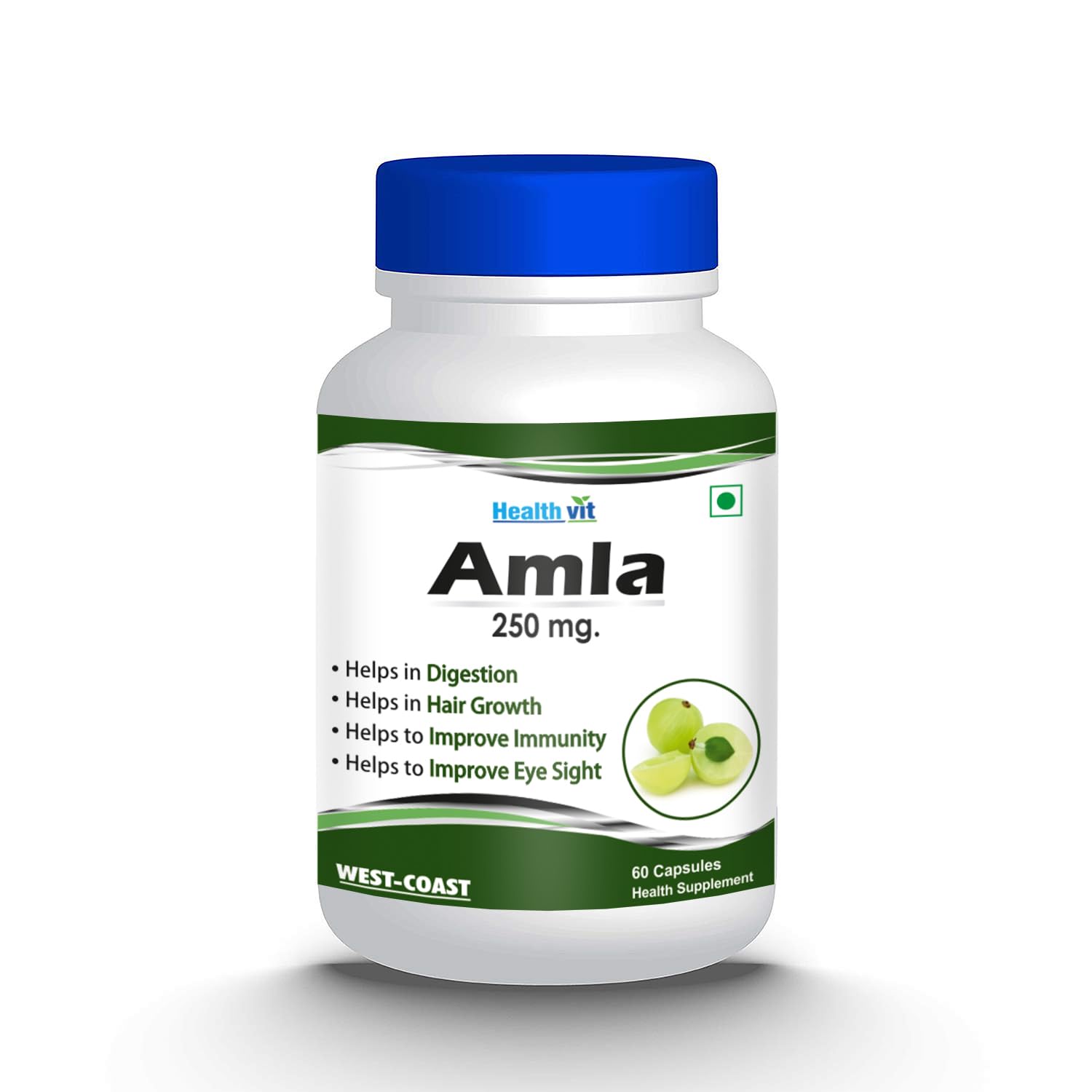 Healthvit Amla 60 Capsules 250mg | Organic Amla Without Sugar & Skin Foods Glow Mix | Amla | Priority Glow Mix Pack of 60 capsules Good For Immunity,Rich Source Of Vitamin C