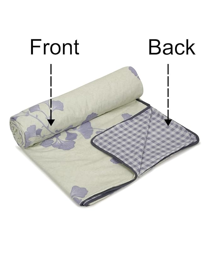 Cortina Ultra-Soft Microfiber Reversible 120 GSM Abstract Double AC Blanket Quilt Dohar | Grey