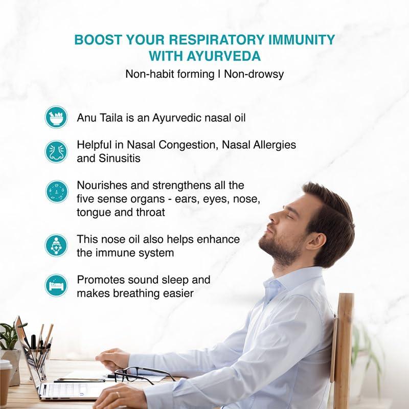 Maharishi Ayurveda Anu Taila - Nasal Congestion Relief Oil | Migraine & Sinusitis Treatment | Improve Sensory Perception | Herbal Formula | 10ml