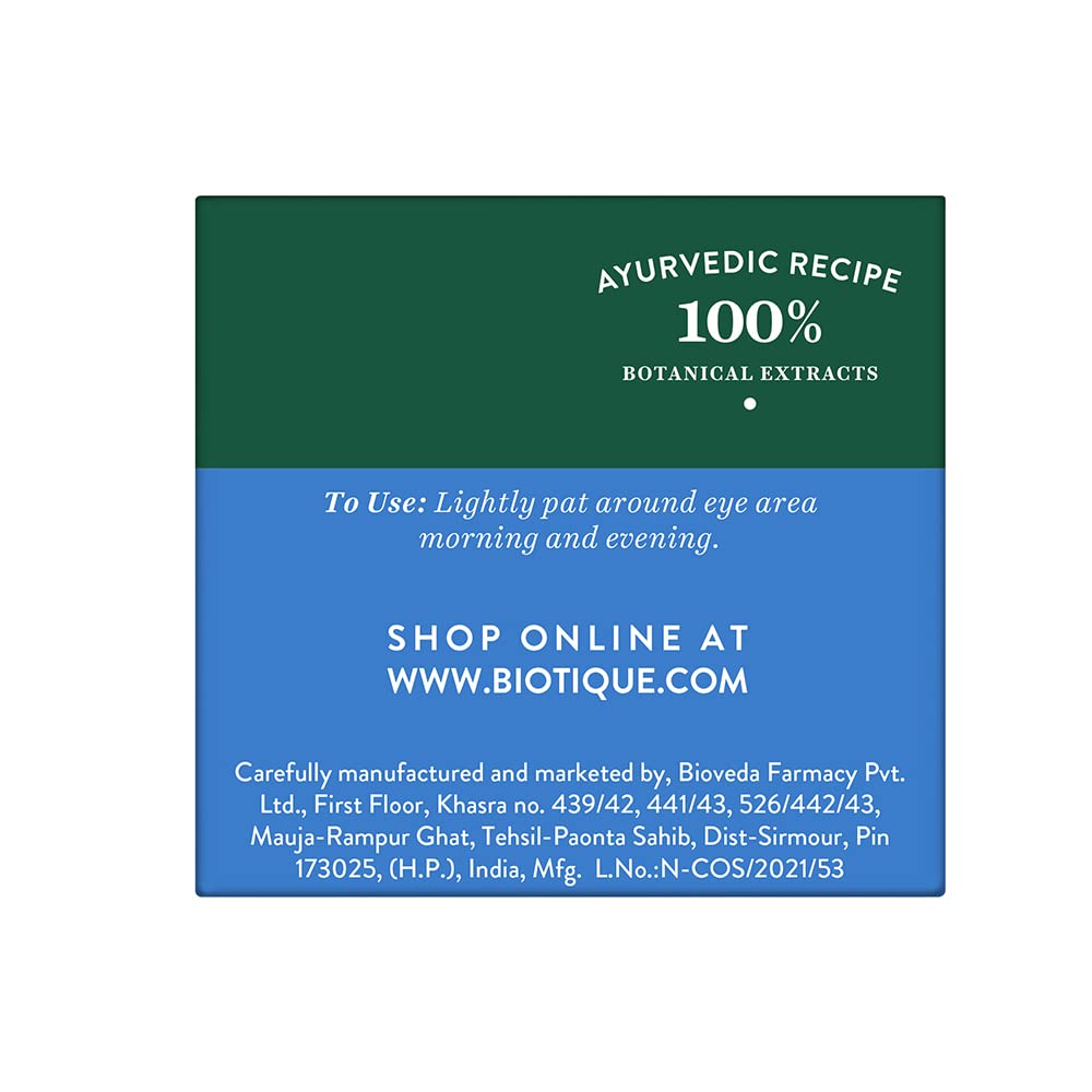 Biotique Bio Seaweed Revitalizing Anti Fatigue Eye Gel | Contains Wild Seaweed, Nutmeg, & Honey | Reduces Dark Circle and Puffiness | Suitable for All Skin Types | 15g