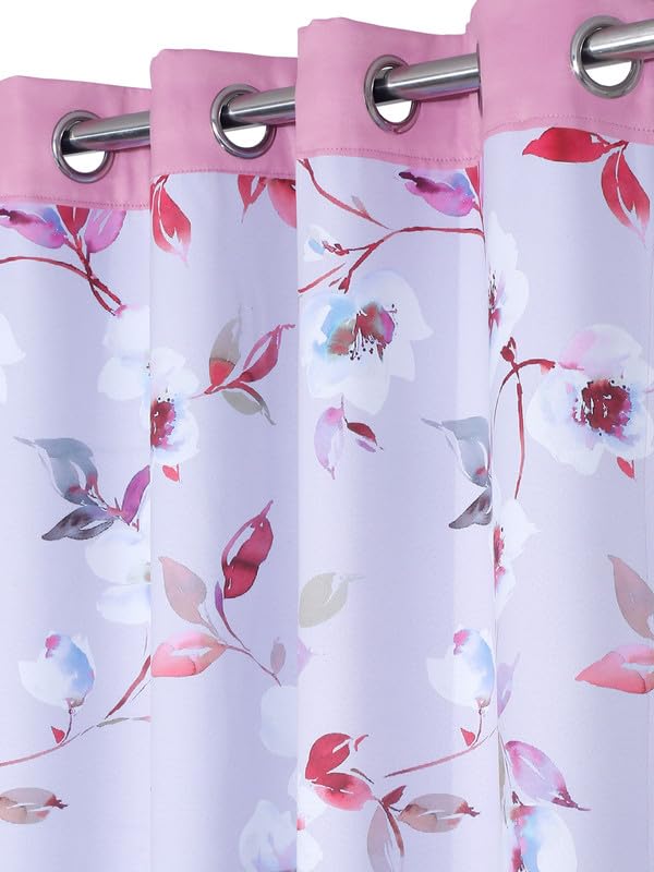 Cortina Double Sided Printed Reversible Door Blackout Curtains 220 Gsm | Door-7 Feet | White | Heather