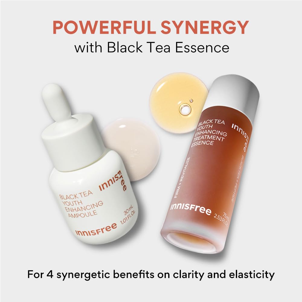 Innisfree Black Tea Treatment Essence - 75ml for Anti-Wrinkle Effect - Evens Out Skin Tone, Korean Skincare
