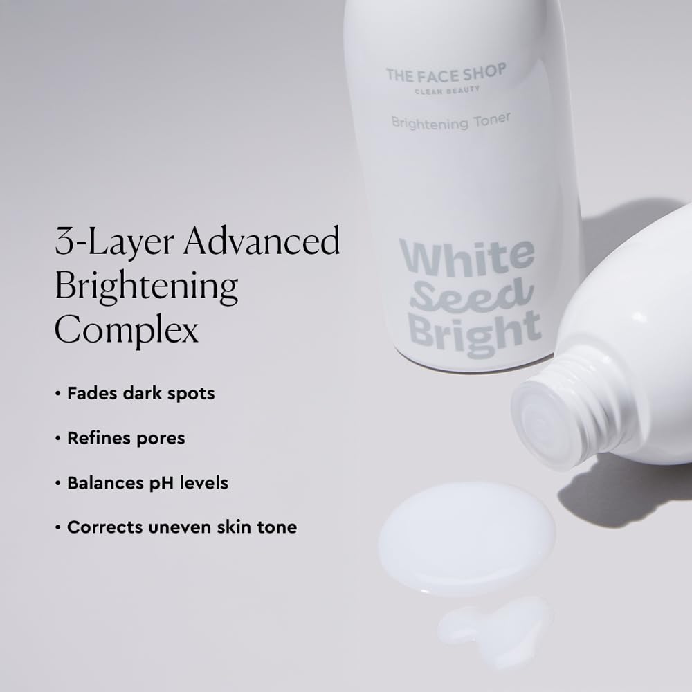 The Face Shop White Seed Brightening Face Toner with Niacinamide & Vitamin B | For Dark Spots, Dullness & Acne Scars | Suitable for Normal, Oily, Dry, Combination Skin | Sulphate & Paraben Free, 250ml
