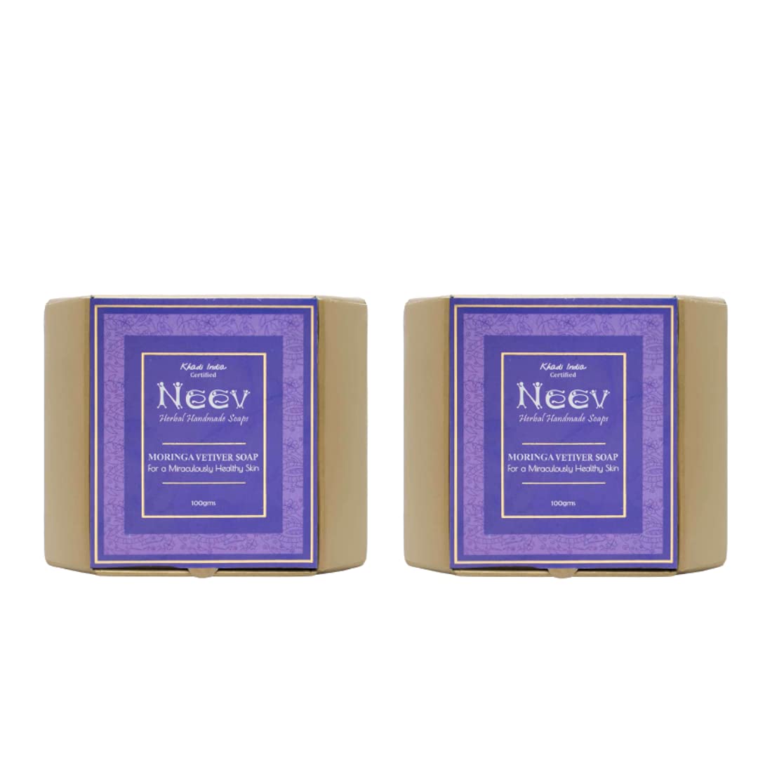 Neev Herbal Handmade Soaps Moringa Vetiver Soap - 100 gms (Pack of 2)