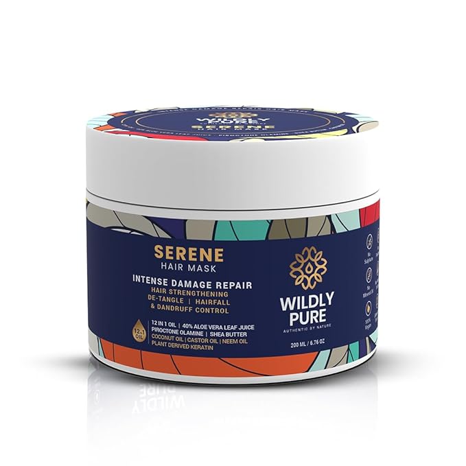 Wildly Pure Hair Mask for Frizzy & Damaged Hair | Shea Butter, Keratin & 12 Oils | 7 Day Smoothening Treatment - 200 Ml