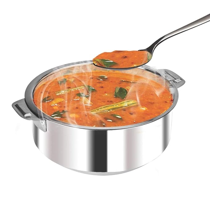 Borosil Stainless Steel Solid Idly Server | 1.2 Litres | 1 Piece | Silver