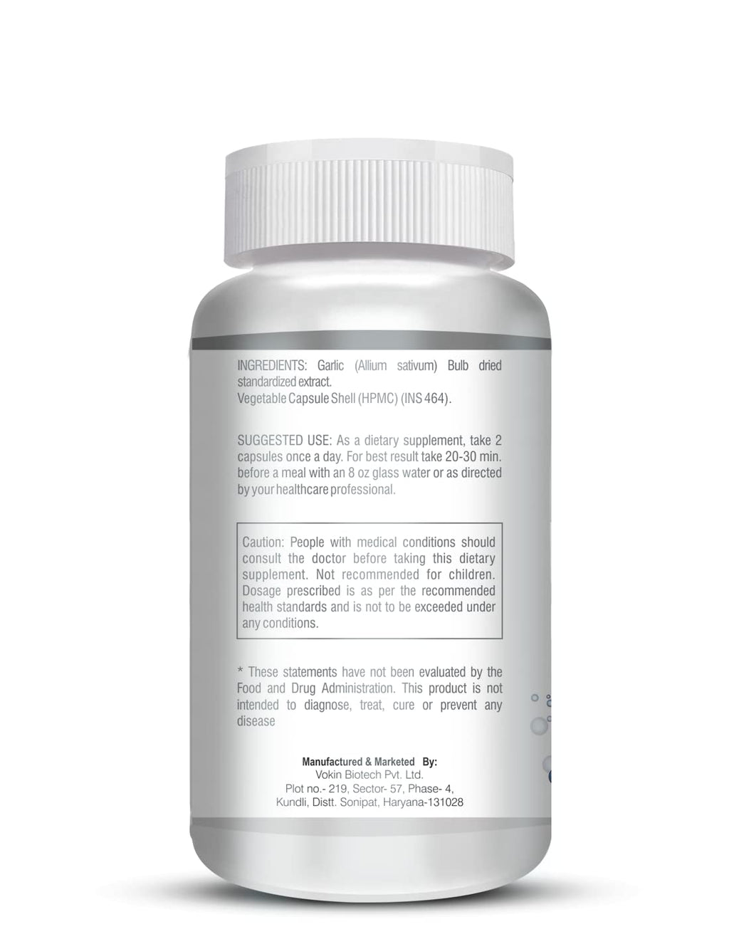 Vokin Biotech Garlic Extract 1:13 Allium Sativum - 500mg, Support Blood Pressure and Heart Health (90 Capsules)
