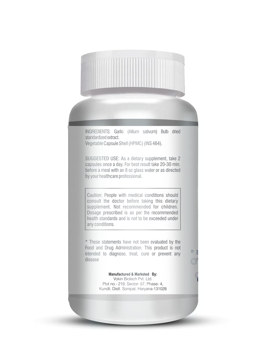 Vokin Biotech Garlic Extract 1:13 Allium Sativum - 500mg, Support Blood Pressure and Heart Health
