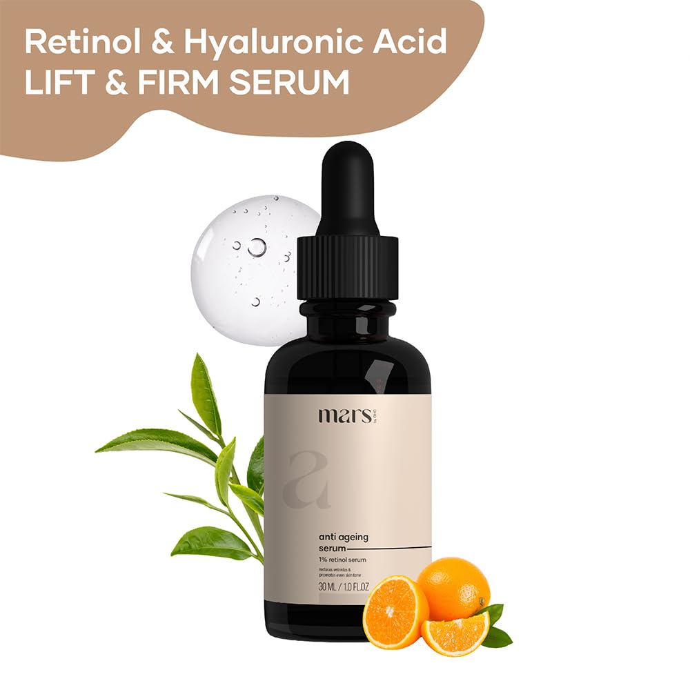 Mars by GHC Mas Intensive Rejuvenation Serum, Anti-Aging for Dry and Sensitive Skin, Vitamin C, Hyaluronic Acid, Aloe Vera,1% Retinol Face Serum, 30ml