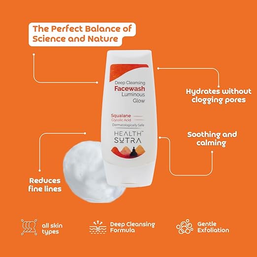 Health Sutra Deep Cleansing Face Wash Gel Based Formula with Squalane & Glycolic Acid - 150 gms