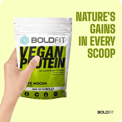 Boldfit Plant Based Protein Powder For Men & Women - Vegan Plant Protein Powder For Men & Women - Supports Metabolism, Immunity & Antioxidant - Cafe Mocha 500Gm