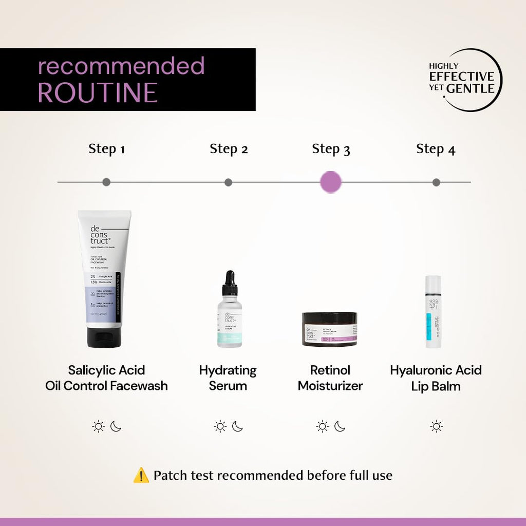 Deconstruct 0.1% Retinol Night Cream with 1% Beta-Glucan Complex | Beginner Friendly | Anti-Aging Night Cream for Fine Lines and Wrinkles | For Women & Men | 50 gm
