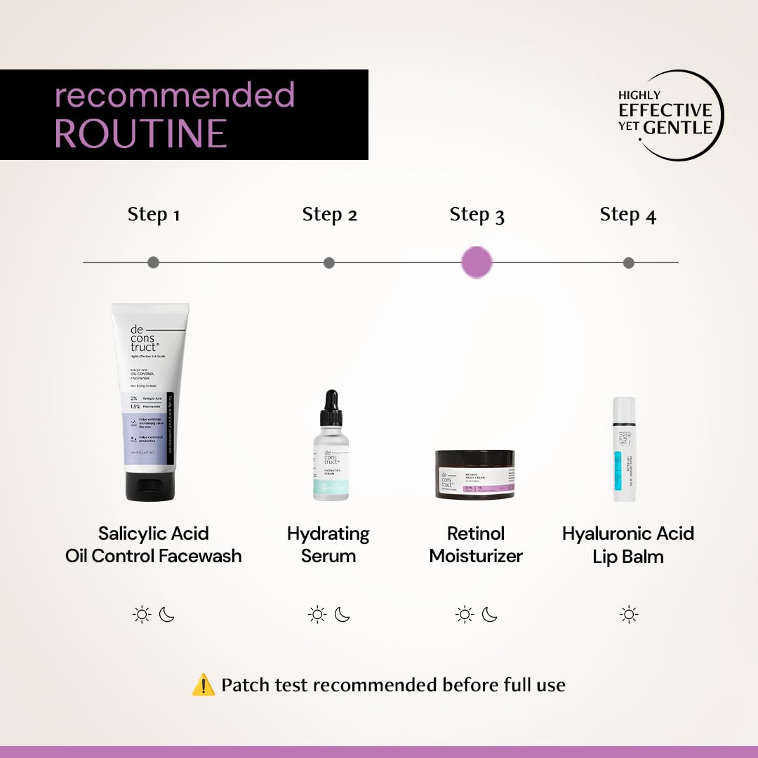 Deconstruct 0.1% Retinol Night Cream with 1% Beta-Glucan Complex | Beginner Friendly | Anti-Aging Night Cream for Fine Lines and Wrinkles | For Women & Men | 50 gm