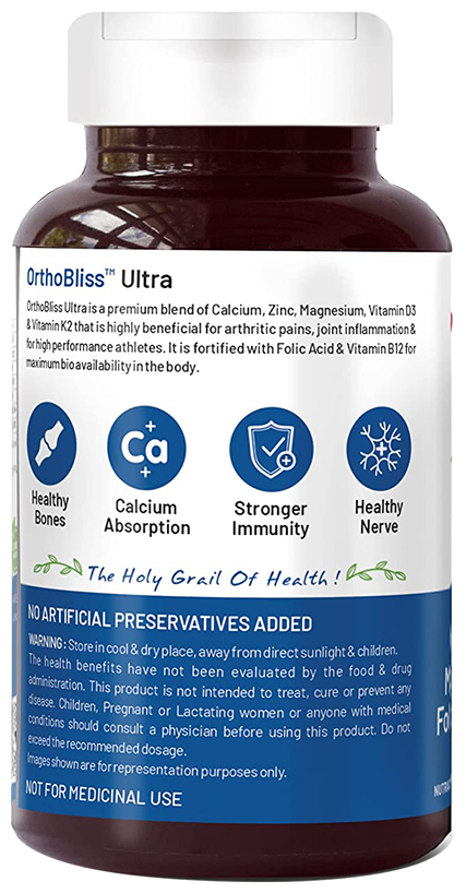 Bliss Welness Joint Health Calcium + Zinc Megnesium + D3 + K2 Veg Tablet