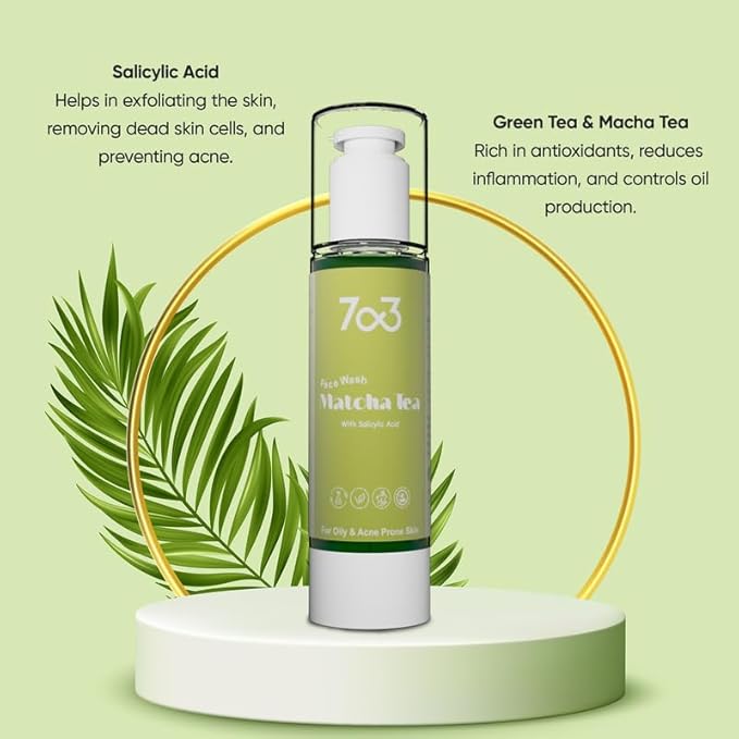 7o3 Face Wash With Matcha Tea & Green Tea – Hydrating Cream Cleanser for Radiant, Refreshed Skin - 100 Ml
