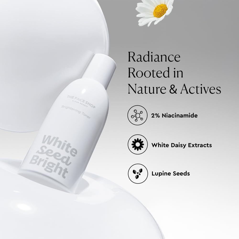 The Face Shop White Seed Brightening Face Toner with Niacinamide & Vitamin B | For Dark Spots, Dullness & Acne Scars | Suitable for Normal, Oily, Dry, Combination Skin | Sulphate & Paraben Free, 250ml