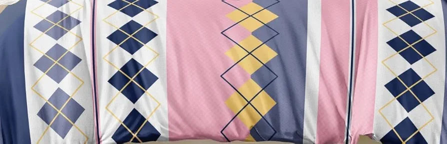 The Home Style Cotton Feel Glace Cotton Printed Double Bed Bedsheet With 2 Pillow Cover 300 TC Pink Check