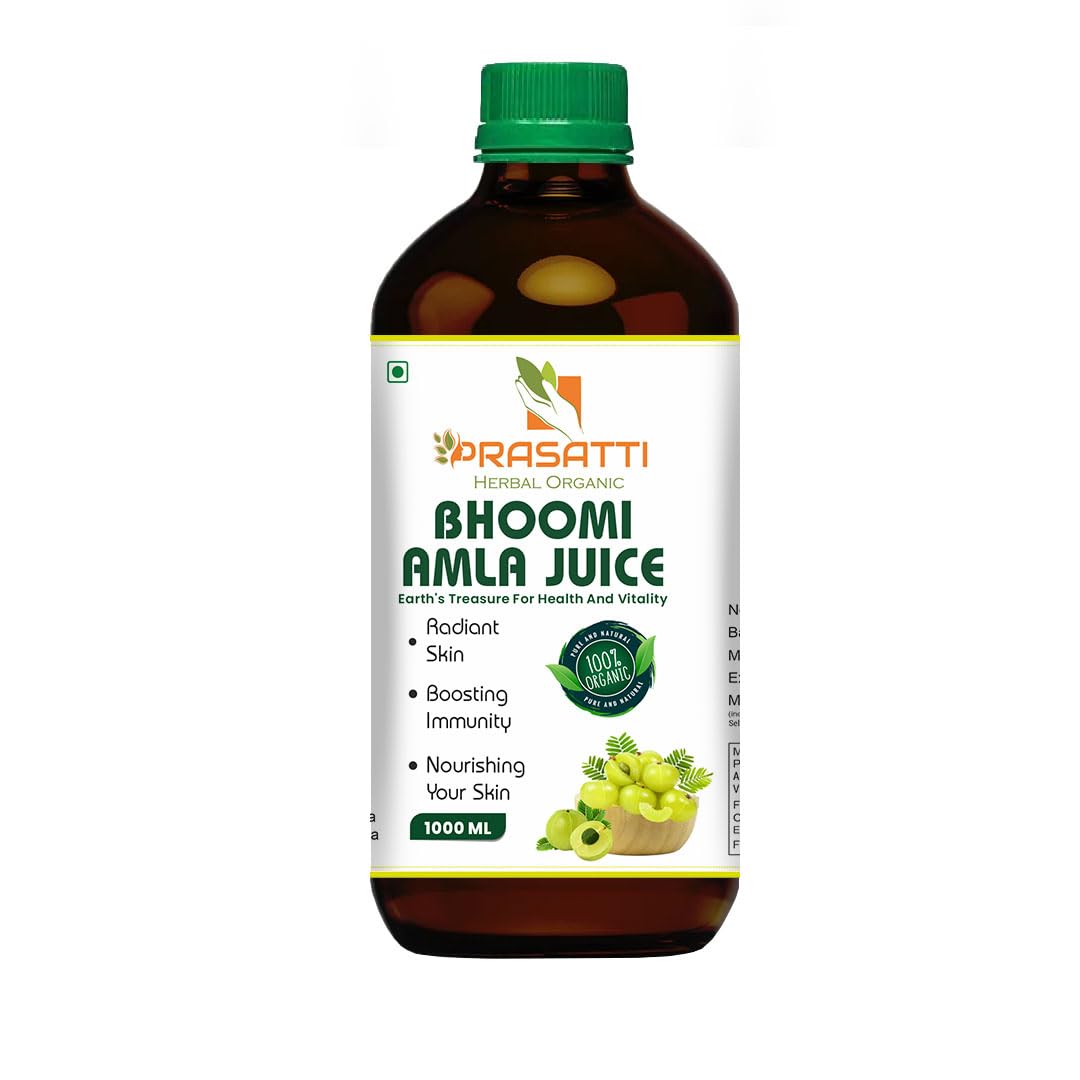 Prasatti Herbal Organic Bhumi Amla Juice - 1000 Ml | Natural Liver Detoxifier | Strengthens the Digestive System