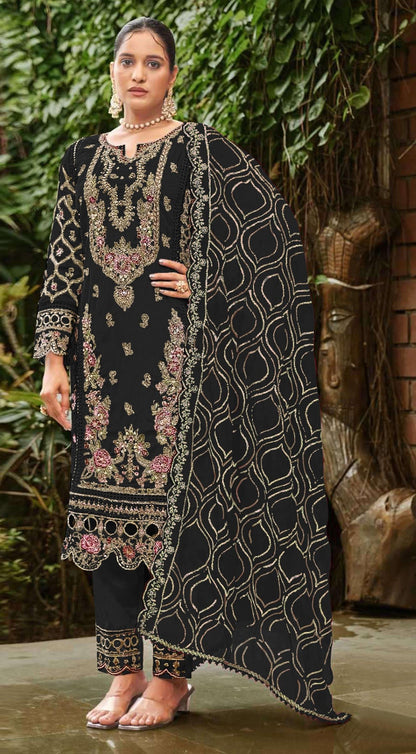 Anaita Black Faux Georgette Suit with Embroidery & Sequence Work