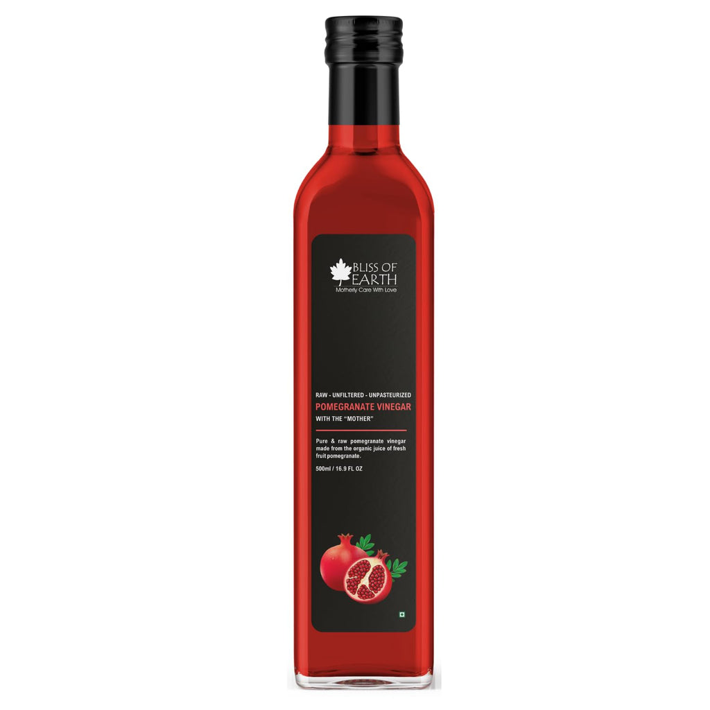 Bliss of Earth Raw Pomegranate Vinegar With Mother, Unfiltered Anar Ka Sirka For Cooking, Healhty Digestion & Metabolism, 500ml