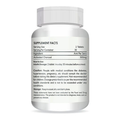 Activated Charcoal - 500Mg (60 Tablets)
