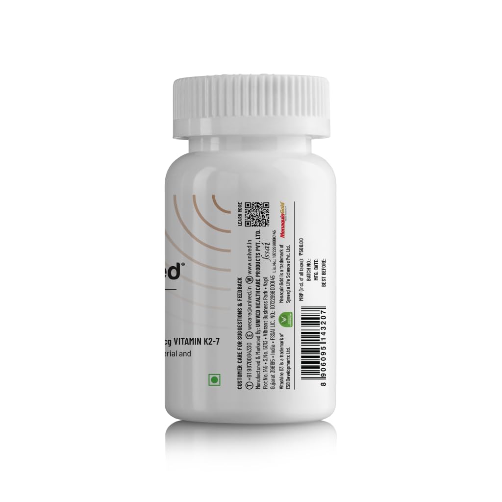Unived Basics D3+K2 (MK-7) | Vegan Vitamin D3 600 IU & Vitamin K2-7 (MenaquinGold) 55mcg | Immunity, Heart, Muscle, & Bone Health | Plant-Based & Natural | 30 Vegan Capsules