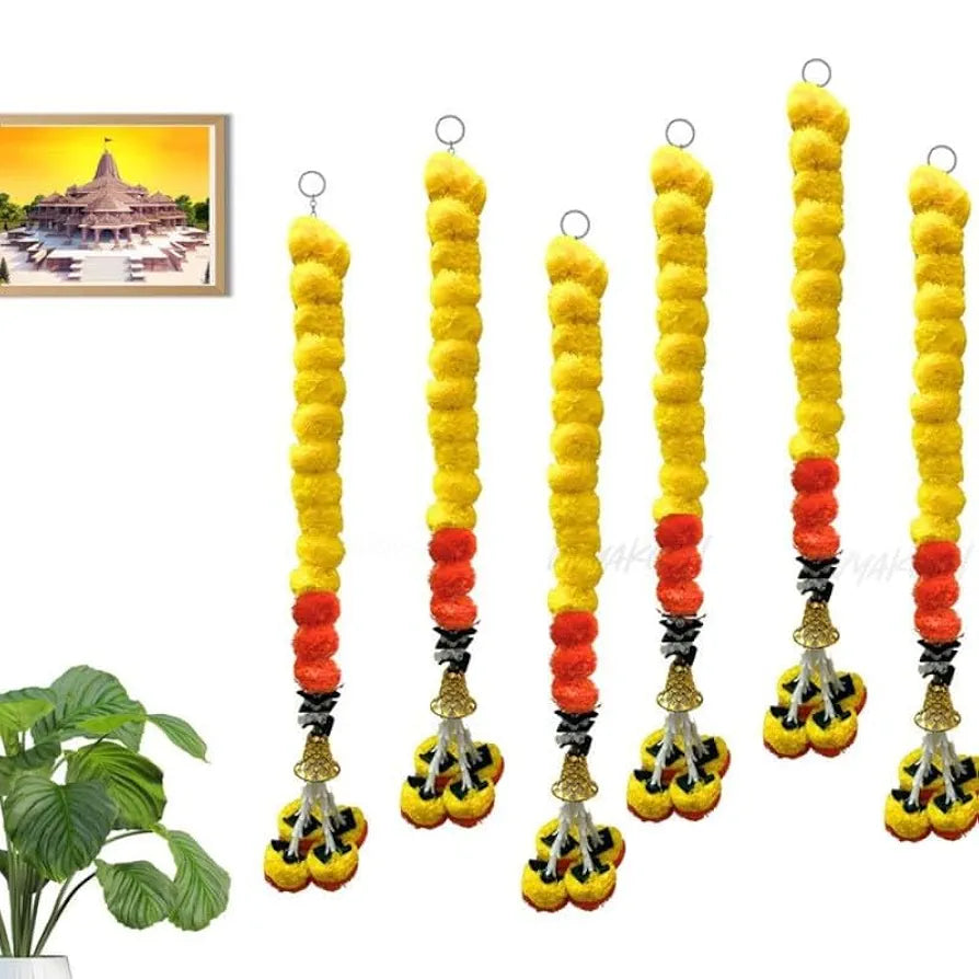 Fabric Artificial Marigold Flower Strings 30 Inches