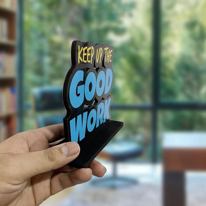 Artvibes Wooden Idols and Figurine Keep Up the Good Work Positive Quote Table Decoration for Office Desk | Home Decor Item