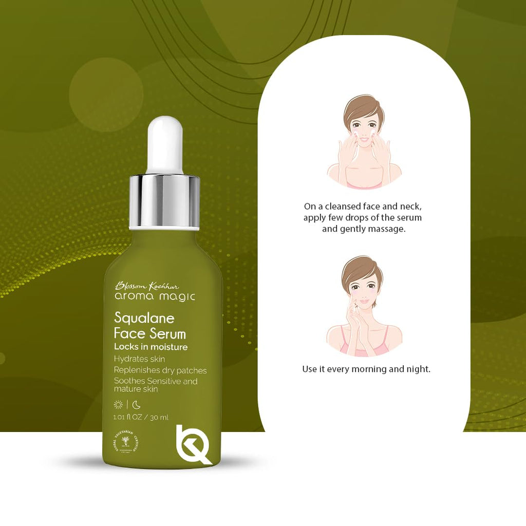 Aroma Magic Squalane Lightweight Face Serum | For Skin Hydration, Provides light Moisturization & Reduces Fine Lines, Restore Dry Patches| 30 ml (Pack of 1)