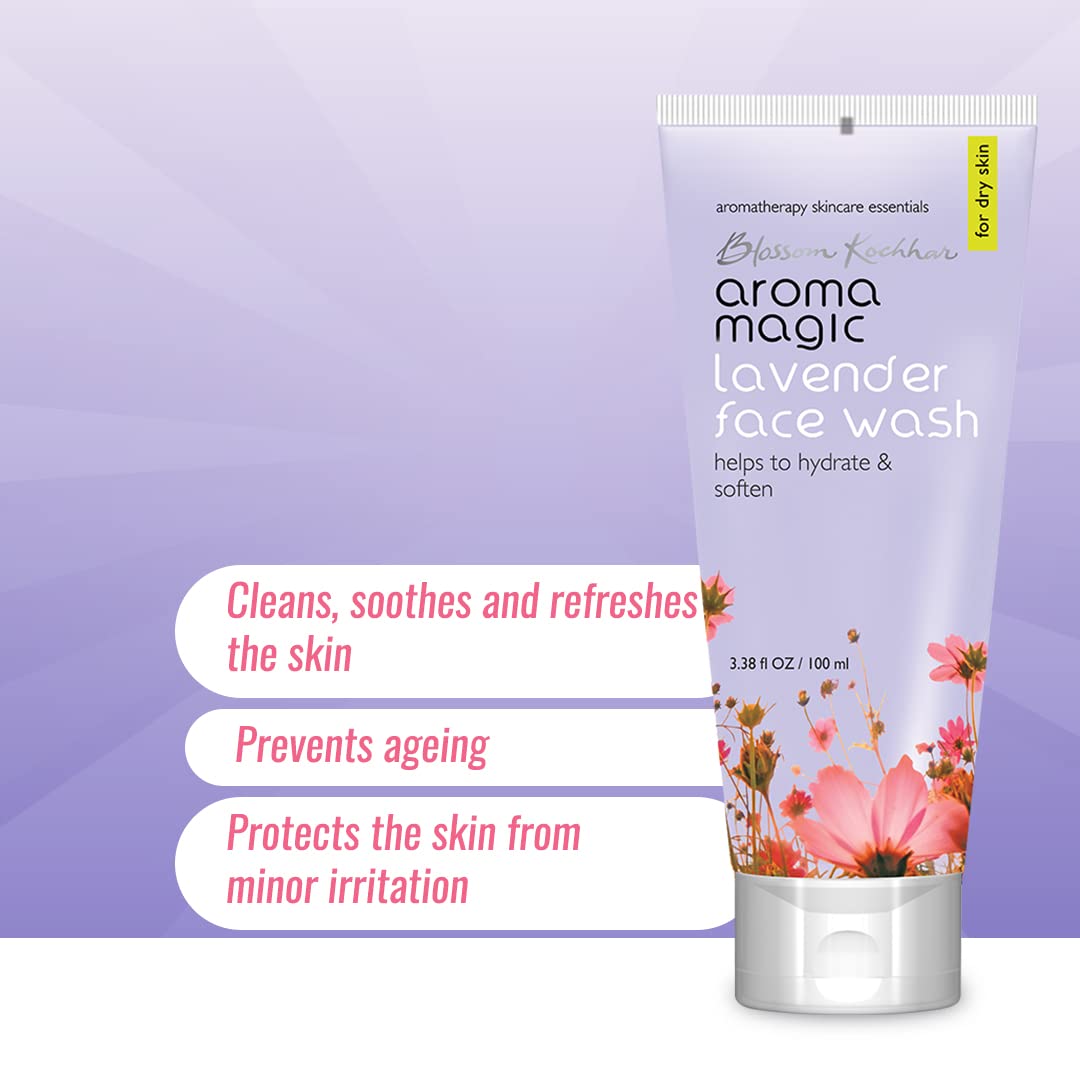 Aroma Magic Lavender Face Wash â€“ Hydrating & Nourishing Cleanser with Rose Oil & Orange Extract for Dry & Sensitive Skin â€“ 100ml