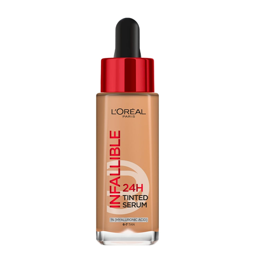 Lâ€™OrÃ©al Paris Infallible 24H Tinted Serum Foundation, Light-weight Coverage, Dewy & Radiant Finish, Transfer-proof, 30ml