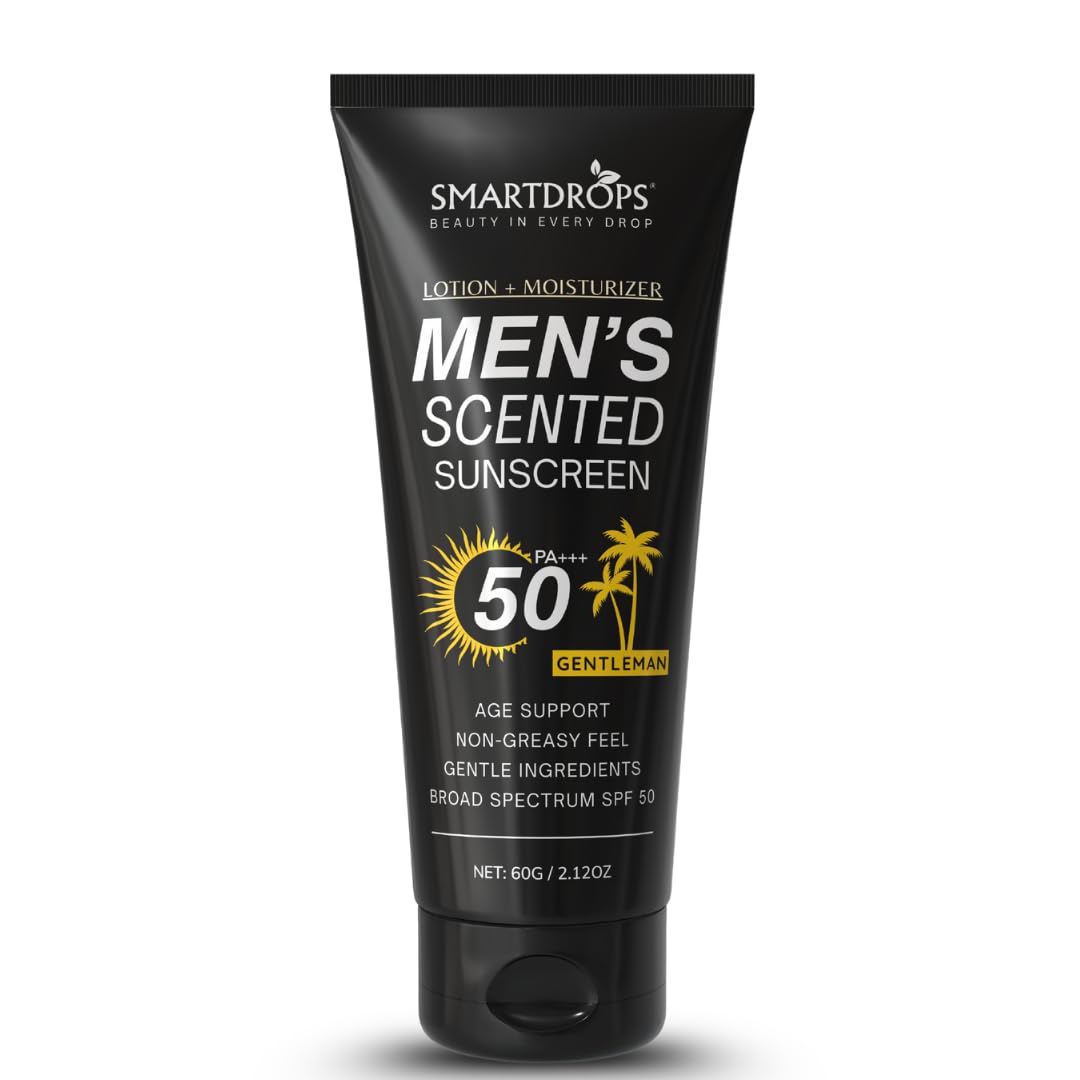 Smartdrops Men Sunscreen SPF 50 Broad Spectrum Face & Body Sun Cream Non Greasy Daily Sun Care Lotion | Sunscreen SPF 50 PA+++ | for Men & Women | 60ml (Pack 1)