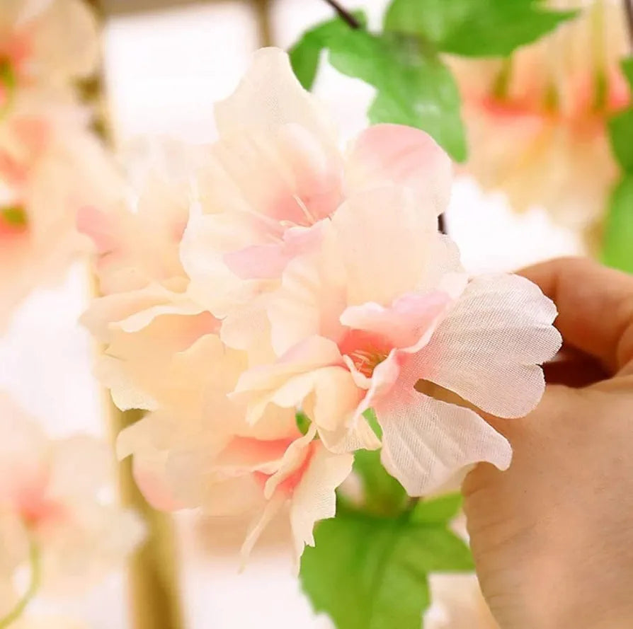 Lines Artificial Cherry Blossom Rattan Flowers Vine Peach