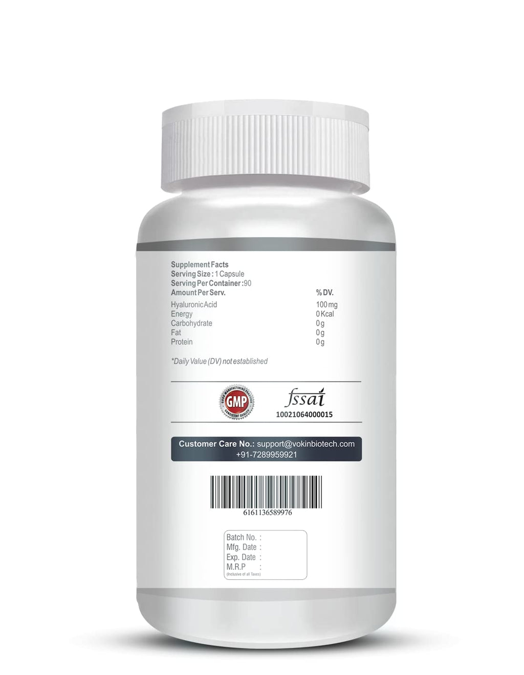 Vokin Biotech Hyaluronic Acid - Support Joint & Connective Tissues â€“ 100mg (90 Capsules)