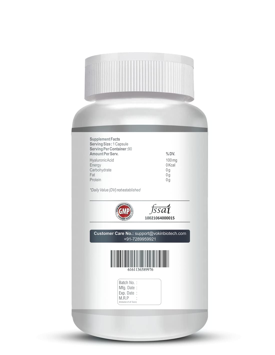 Vokin Biotech Hyaluronic Acid - Support Joint & Connective Tissues â€“ 100mg (90 Capsules)