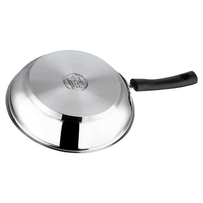 Vinod Stainless Steel Frypan - 24 cm | Skillet Pan for Frying | SAS Bottom | Cool Touch Bakelite Handle
