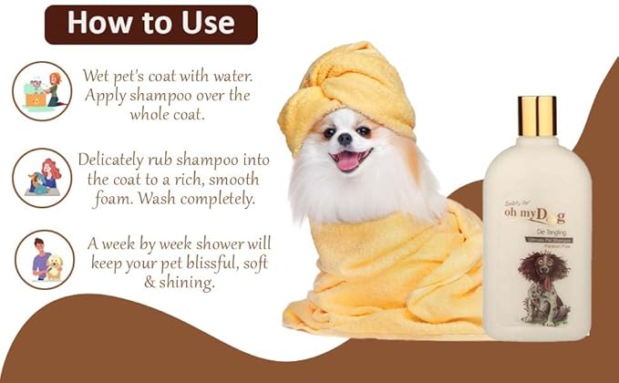Pet Needs Oh My Dog Ultimate De-tanging Paraben Free Dog Shampoo With Mini Soft Silicone Dog Shampoo Dispenser Brush | 500 Ml