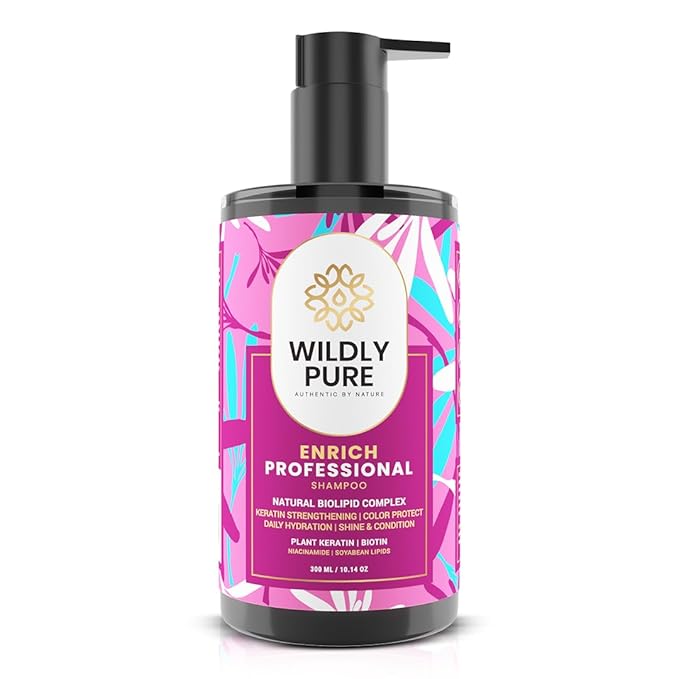 Wildly Pure Professional Keratin Colour Protect Shampoo for 72 Hours Smoothening & Strength Men & Women| 300 Ml | Enrich