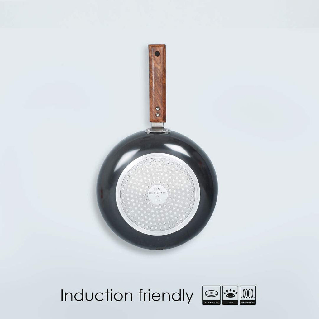 Wonderchef Ebony Hard-anodised Aluminium Fry Pan | 24cm Frying Pan Non Stick