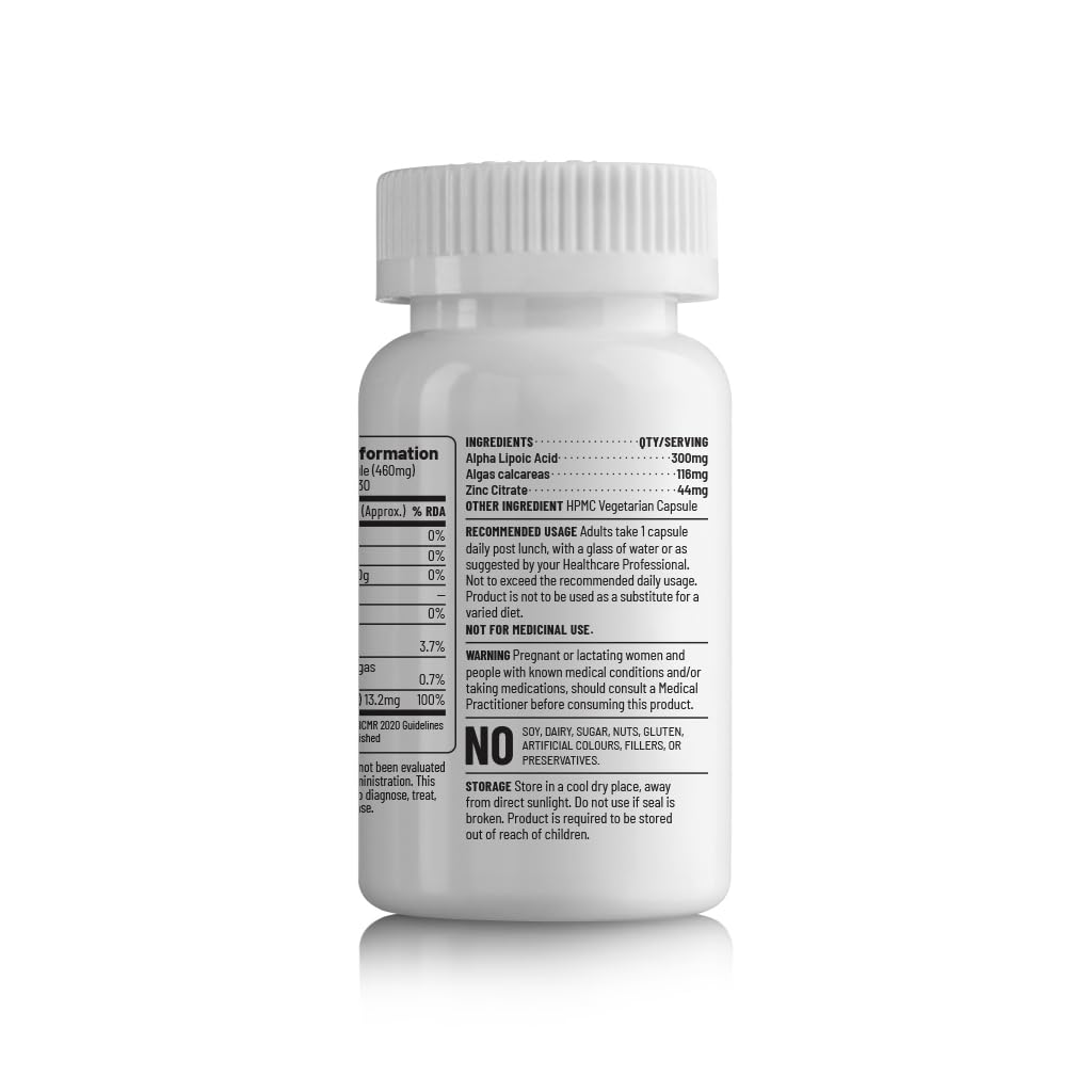 Unived Alpha Lipoic Acid 300 mg | Healthy Blood Sugar Level | Boosts Liver Function | Boosts Energy Production | 30 Vegan Capsules |