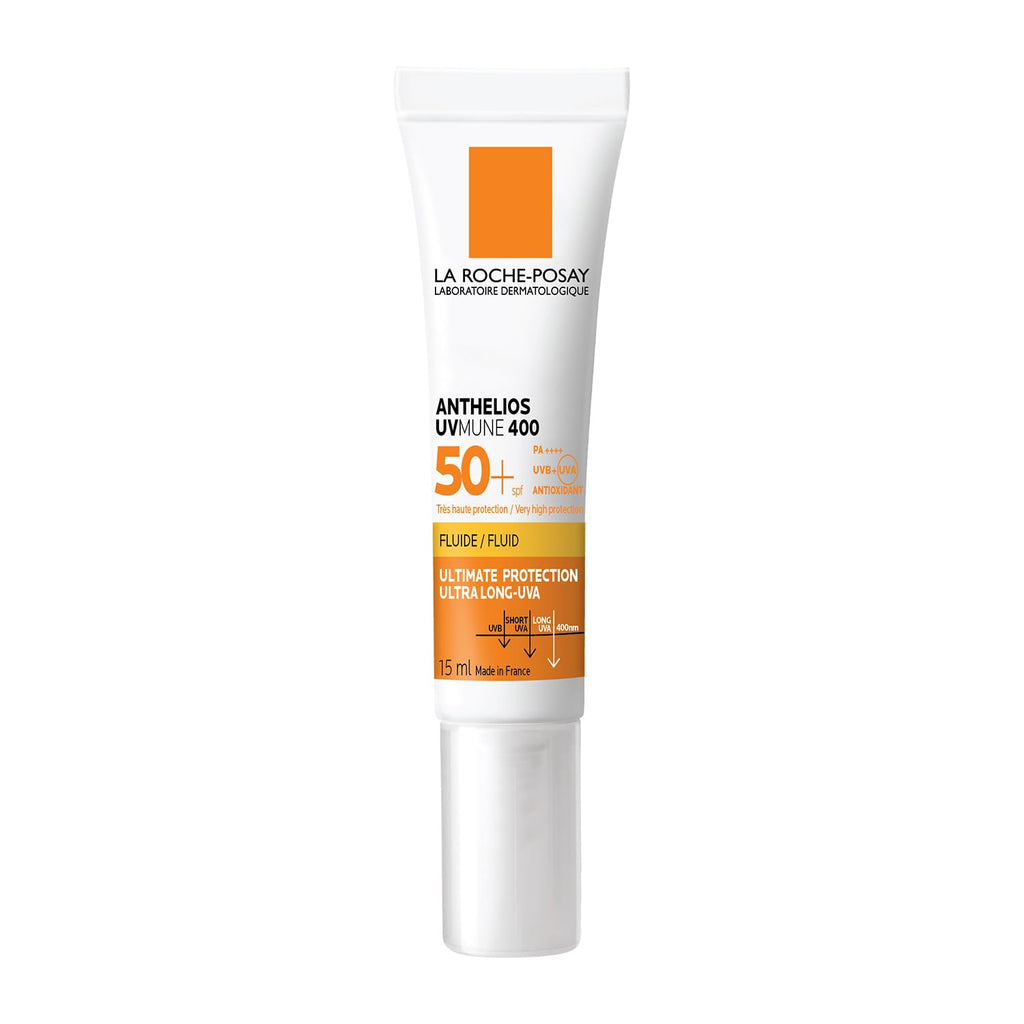 La Roche-Posay Anthelios Sunscreen UVMUNE400 Invisible Fluid SPF50 PA++++ Broad Spectrum UV Protection, Ultra-Lightweight, Non-Perfumed, for Sensitive Skin, 15 ml