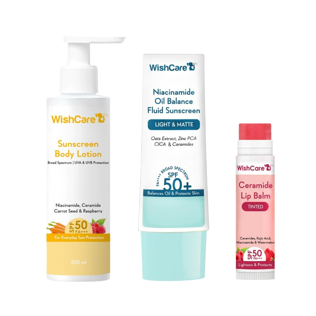 WishCare SPF 50 Head to Toe Combo for Sun Protection (200ml+50ml+5gm), All Skin Type