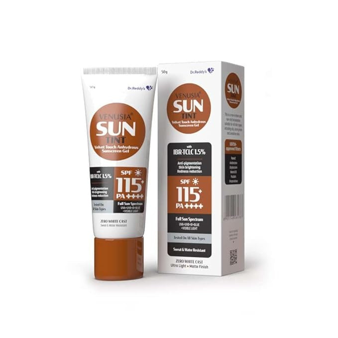 Dr. Reddy's Venusia Tinted sunscreen SPF 115 PA++++ Full spectrum protection - 50 gms (Pack of 2)