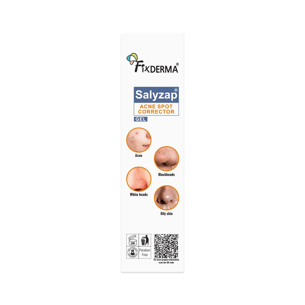 Fixderma Salyzap 2% Salicylic Acid Acne Spot Corrector Gel with 2% Niacinamide Acid & 1% Aczero | Reduce Active Acne & Redness | Fades Dark Spots & Blemishes | Pimple Remover For Men & Women - 20g