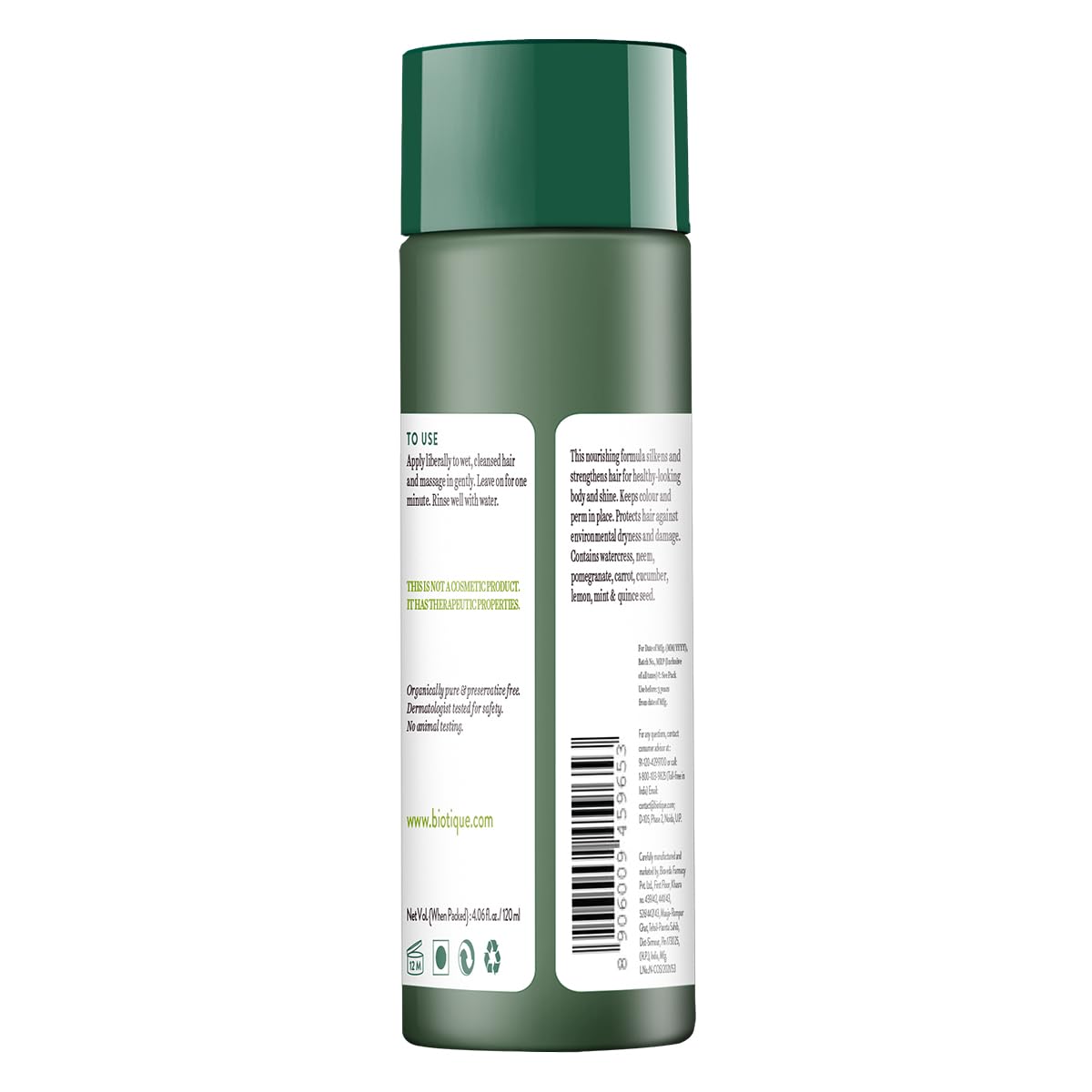 Biotique Bio Watercress Fresh Nourishing Conditioner, 120Ml, Dry, 1 Count