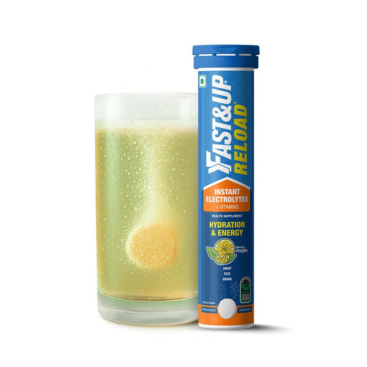 FAST&UP Reload (5 Litres) Low Sugar Energy Drink For Instant Hydration- With All 5 Essential Electrolytes + Added Vitamins -Certified Electrolytes Drink- Mojito Flavour (Pack Of 1) - Tablet