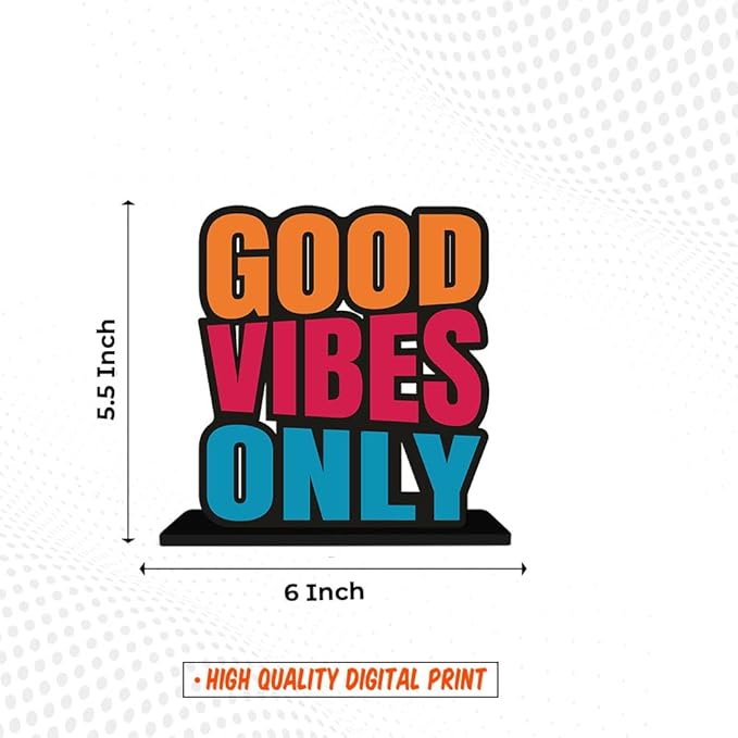 Artvibes Wooden Idols and Figurine Good Vibes Only Positive Quote Table Decor for Office Desk | Home Decor Item
